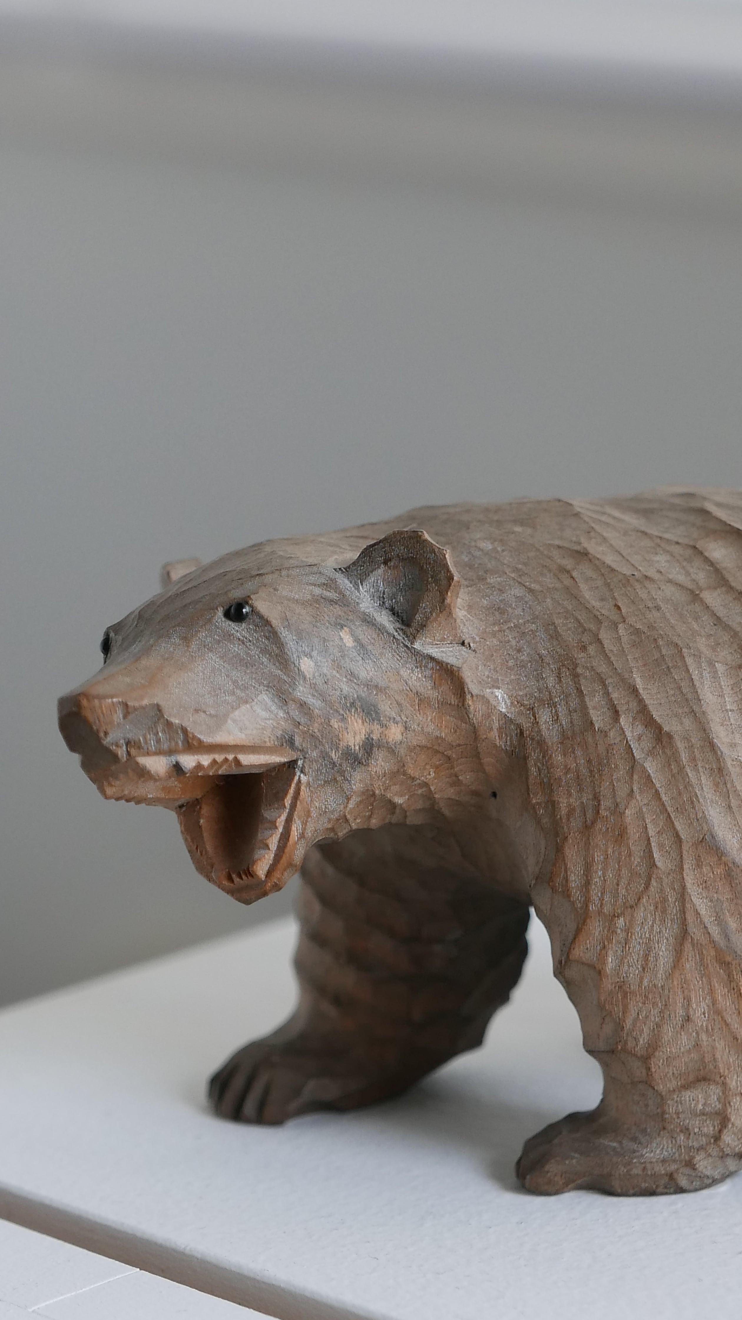 old japan wooden bear , fade / cutie face