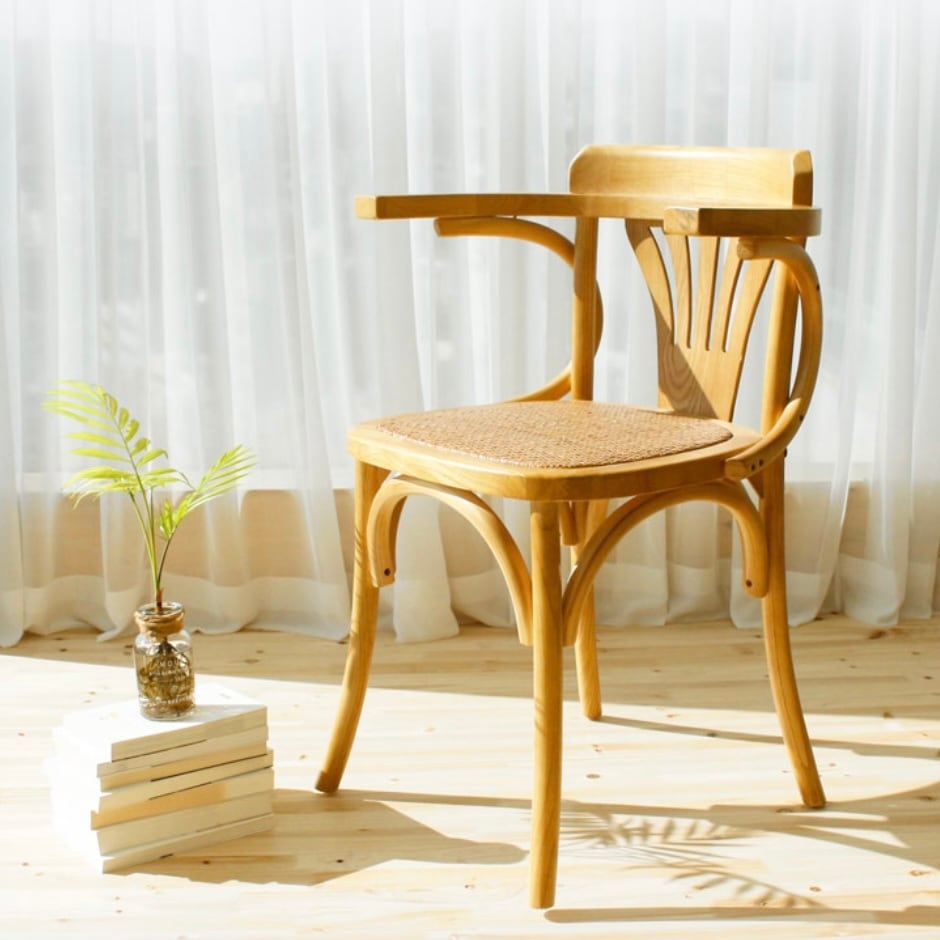 rattan arm chair / ラタン アームチェア ダイニング カフェ 原木 曲木 木製 椅子 韓国 北欧 インテリア 雑貨