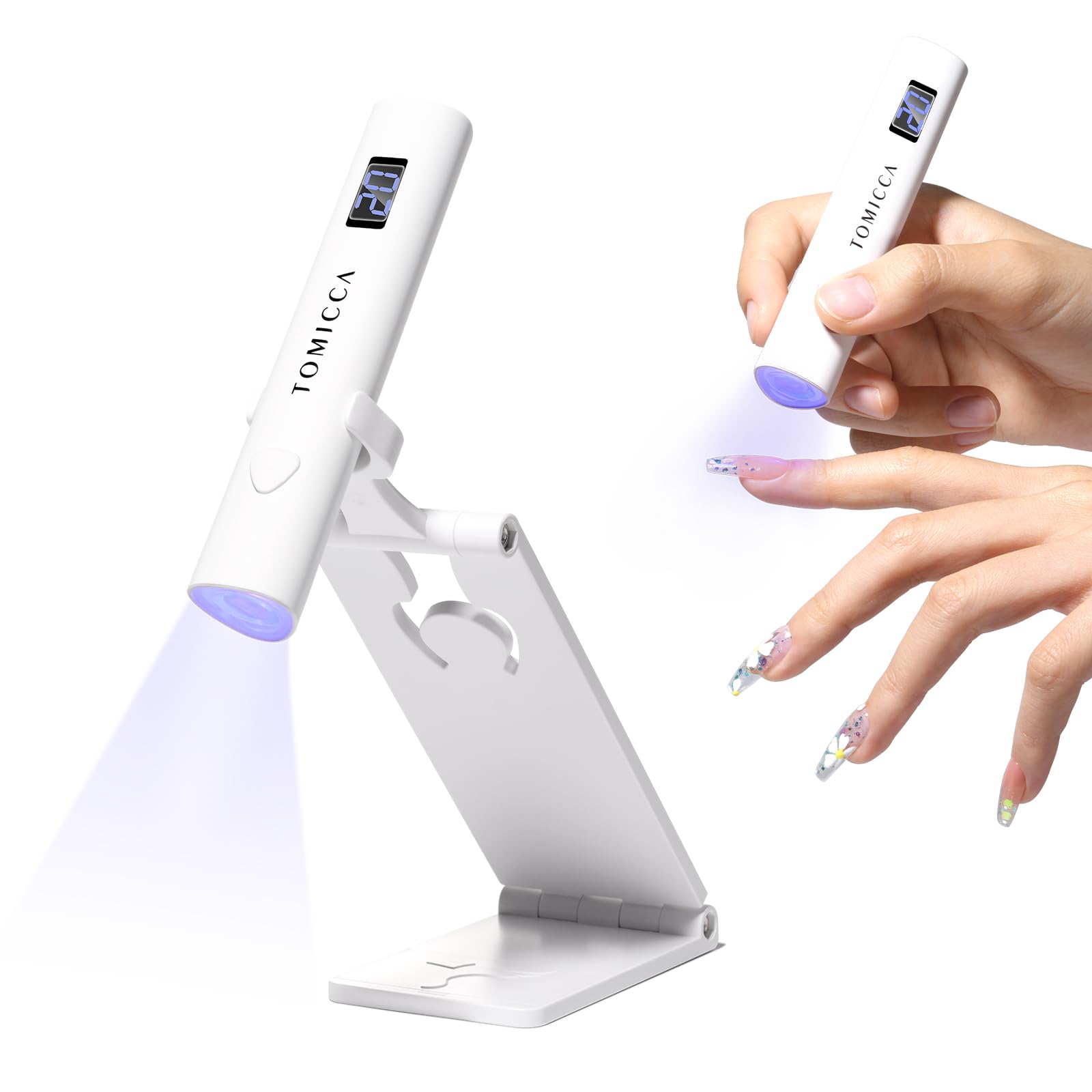 【新着特価】TOMICCA ネイルライト 4W ペン型ライト ジェルネイルライトスタンド付き 、UV LEDライト ネイル レジン用 ライトプロ用 UV ミニ硬化ライト 2階段タイマー 全ジェル対応 充電式手足両用