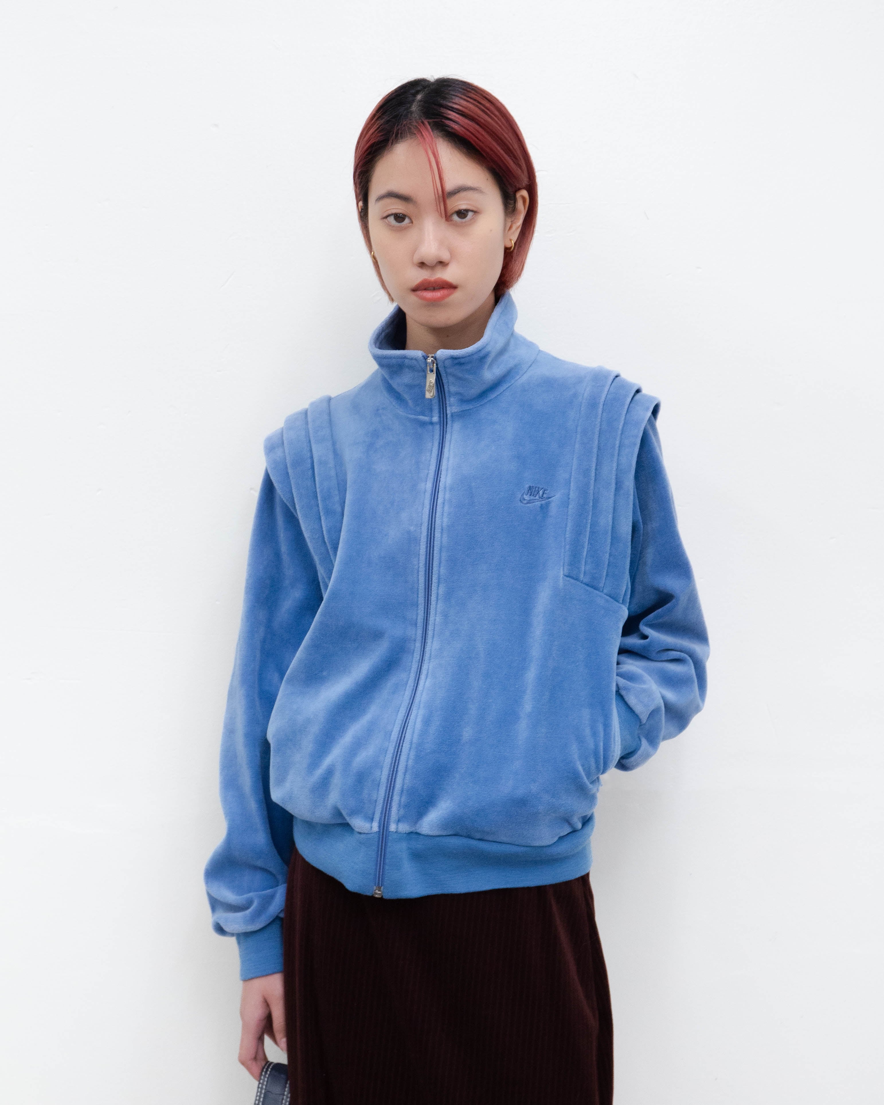 1980s NIKE - pleated shoulder velour track jacket | LUIK FINN