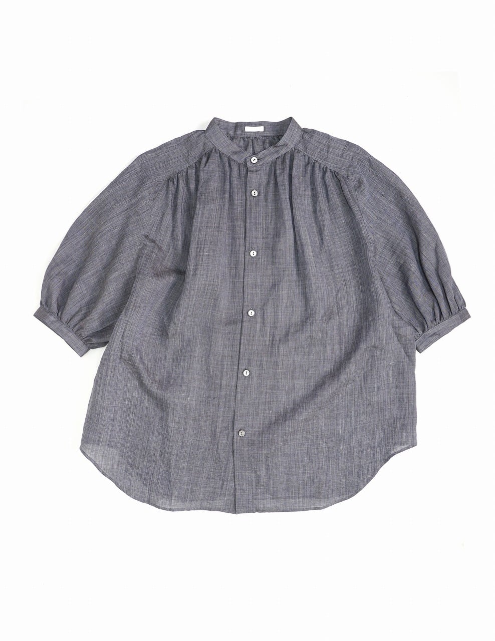 Ramie Chambray Gathered Blouse