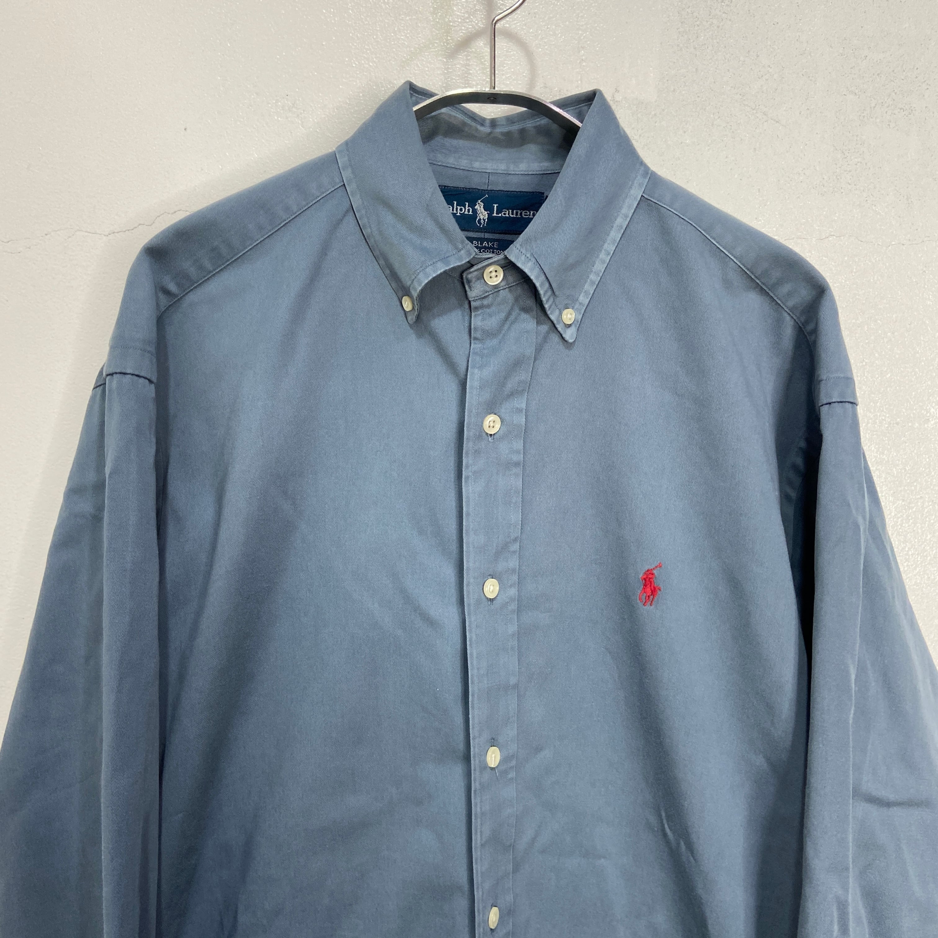 90s RalphLauren BLAKE ボタンダウン長袖シャツ 紺系 S | 古着屋 Uan
