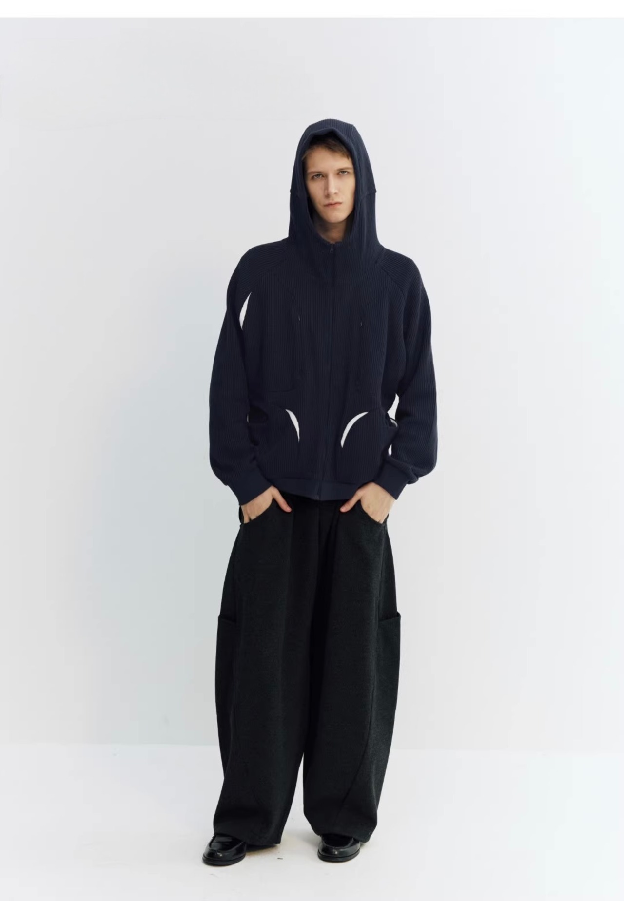 NORYBRAND Mesh Knit Multi Pocket Hoodie