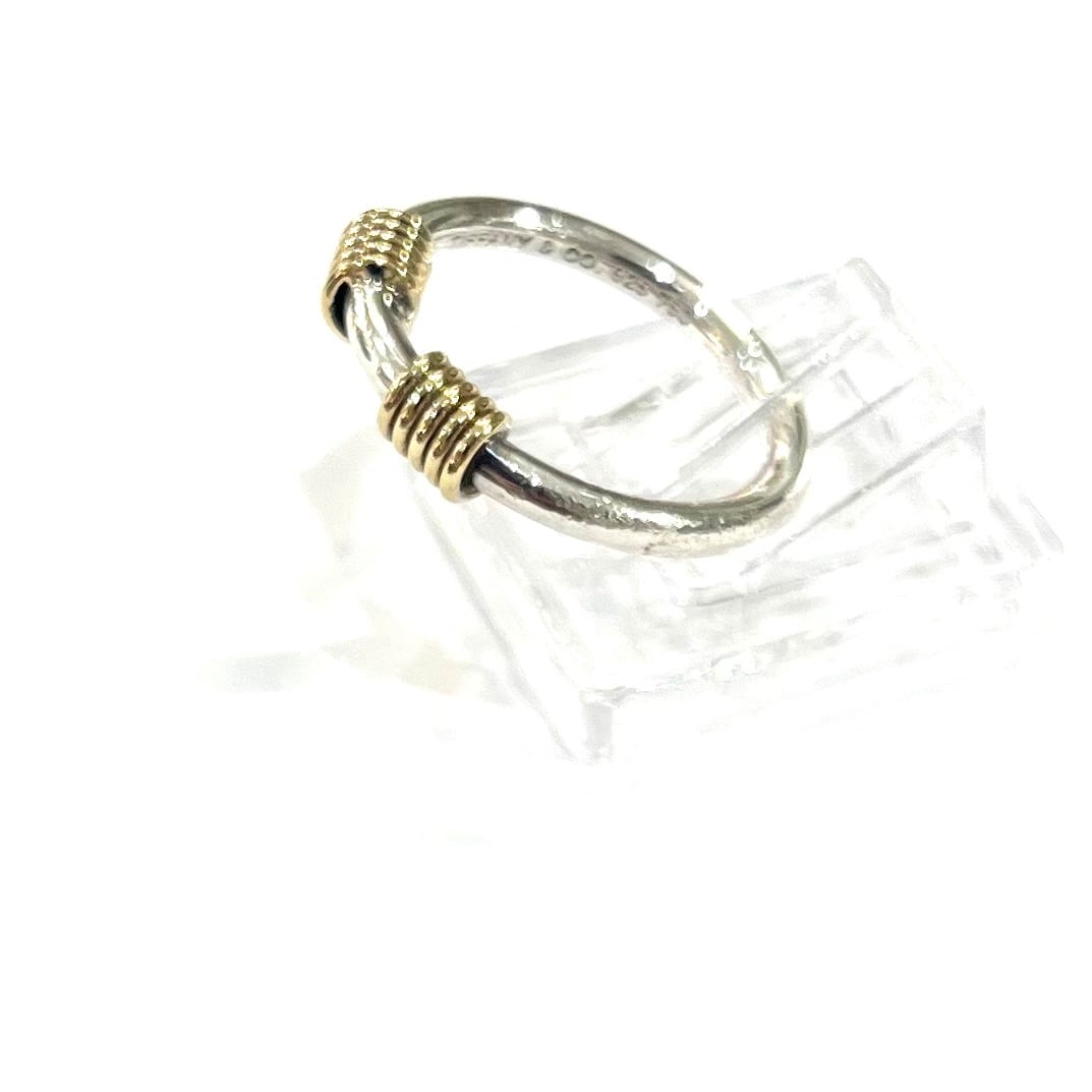 28578✨️ティファニー 750 コンビ バックルリング シルバー925 希少【TIFFANY&CO】【8号】2825 silver925× 18K YG コイルリング 8-9号
