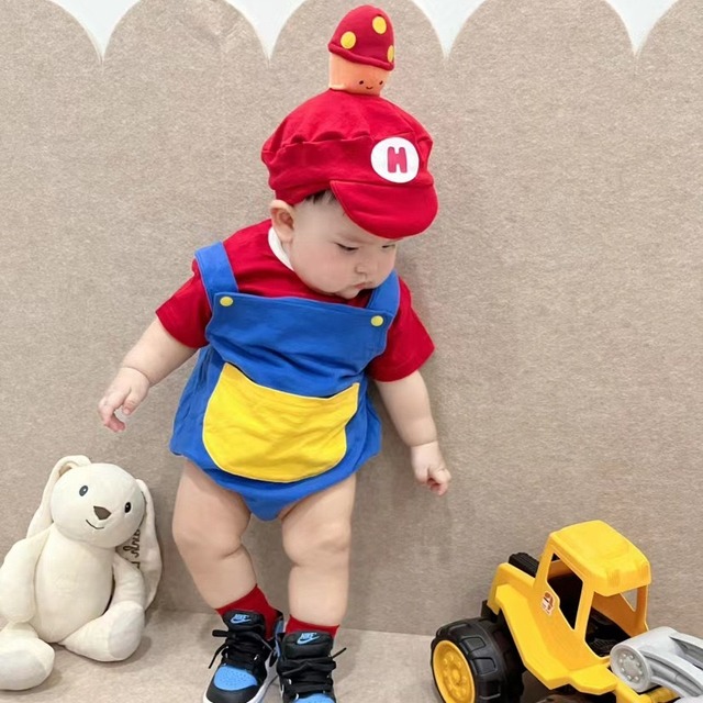 ,ベビー人気キャラクターコスチューム3点セット　トップス　サロペットロンパース　帽子　ハロウィン　クリスマス　パーティー　バースデーフォト　lwb0126lwb0126