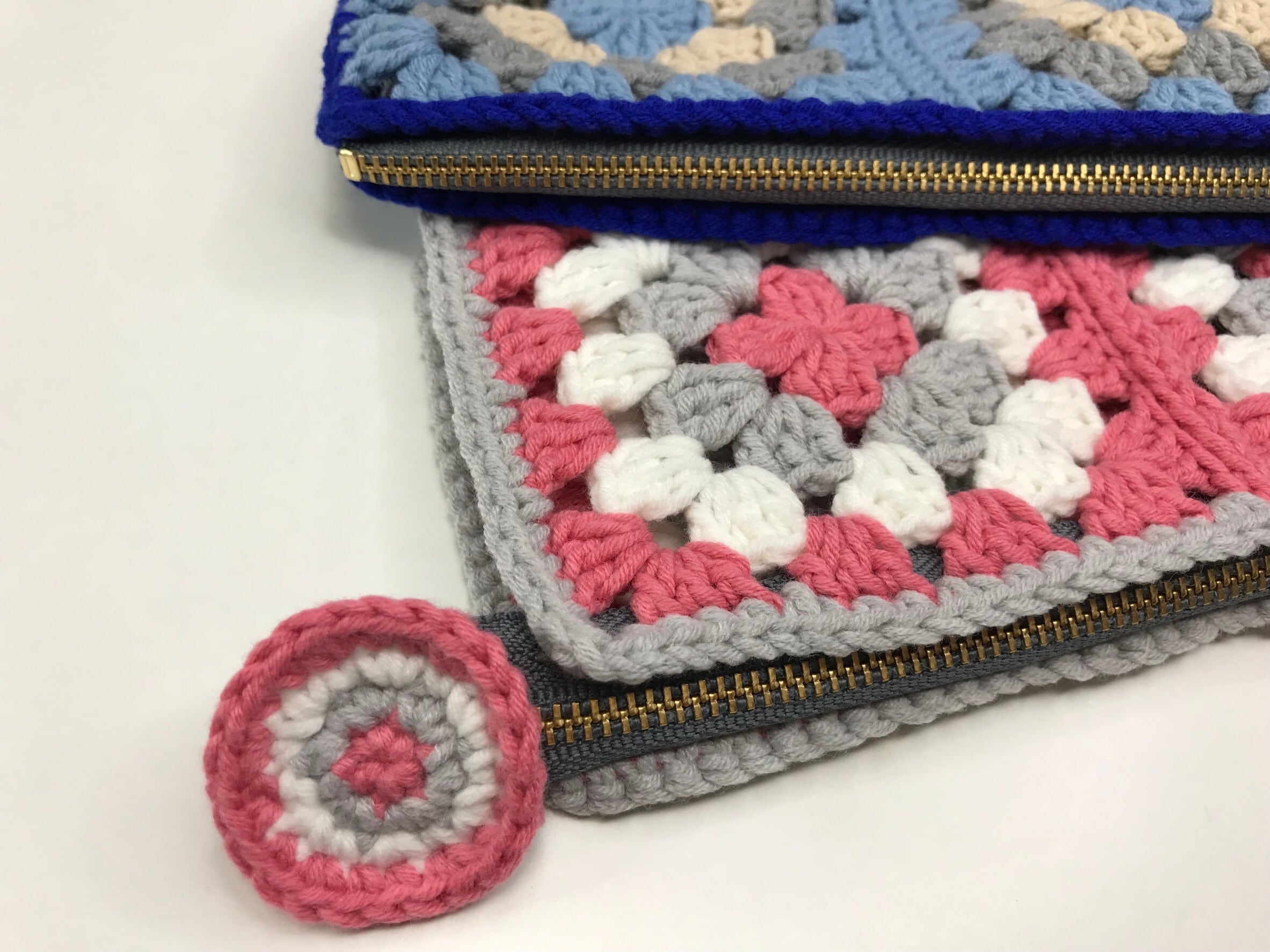 花 モチーフ グラニーバッグ ピンク 編み 手編み 編み物