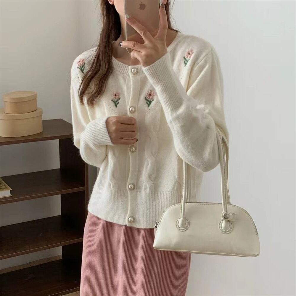 【outer】刺繍ニットカーデ M25976