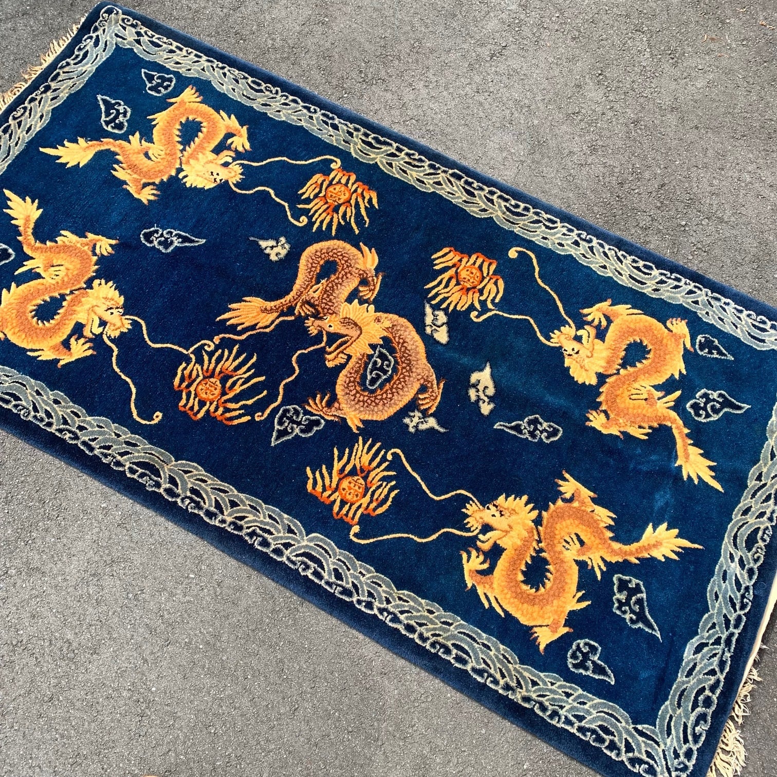 中国 絨毯 EEK91 大判 中国緞通 306×243cm 長方形 カーペット 手織絨毯