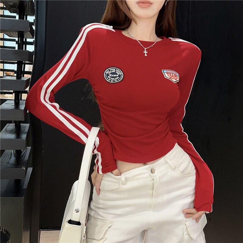 新品45rpmベージュ・赤ストライプ長袖トップス 新品45rpmベージュ・赤ストライプ長袖トップス 45R（シャツ）の