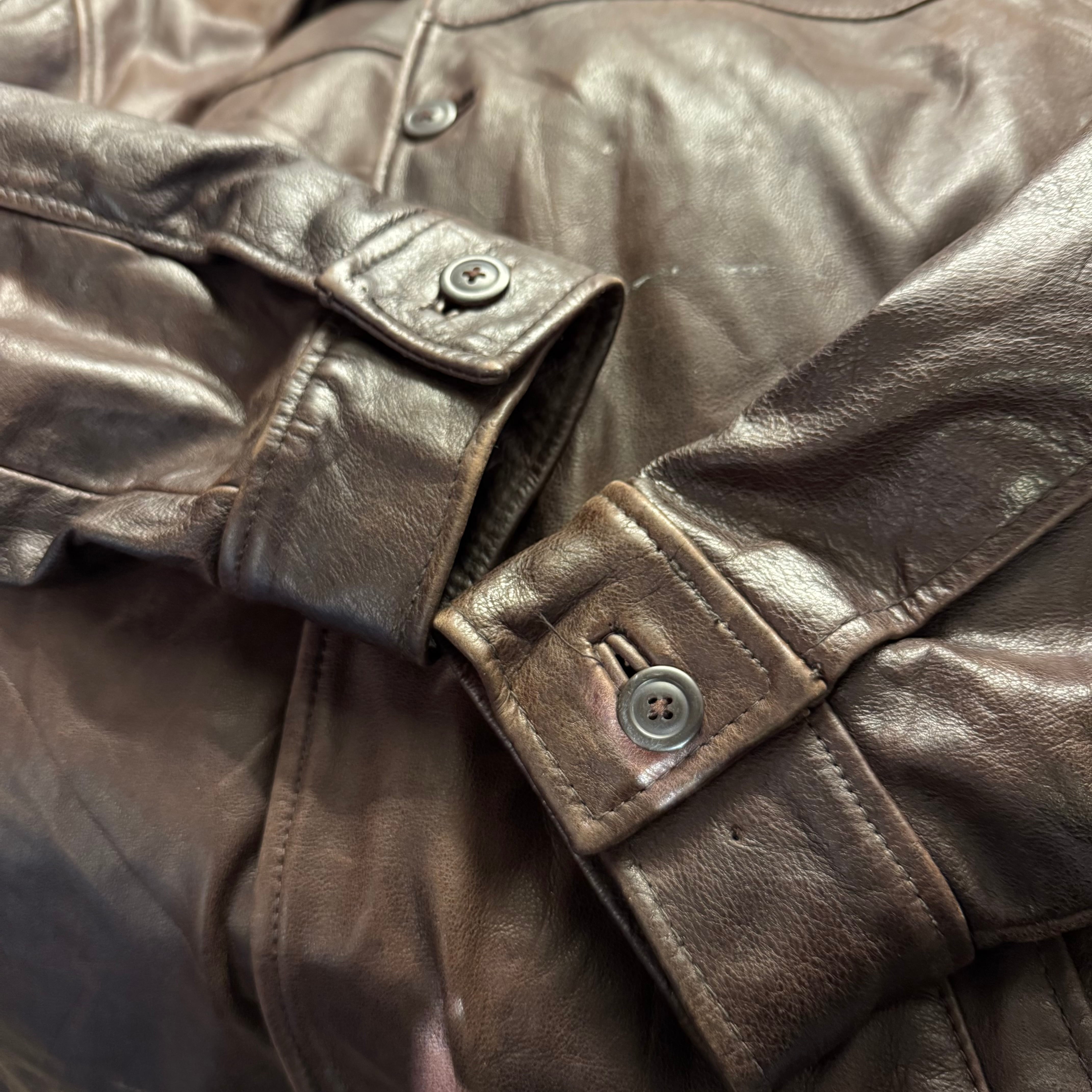 【状態良好！】美品イタリア産90s 本革ラムレザーカーコート ダークブラウン 90s GAP LEATHER CAR COAT | BerBerJin / & BerBerJin