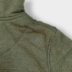 VOLCOM ジップアップ パーカー スウェット フーディー ボア hoodie S ボルコム カーキ us古着