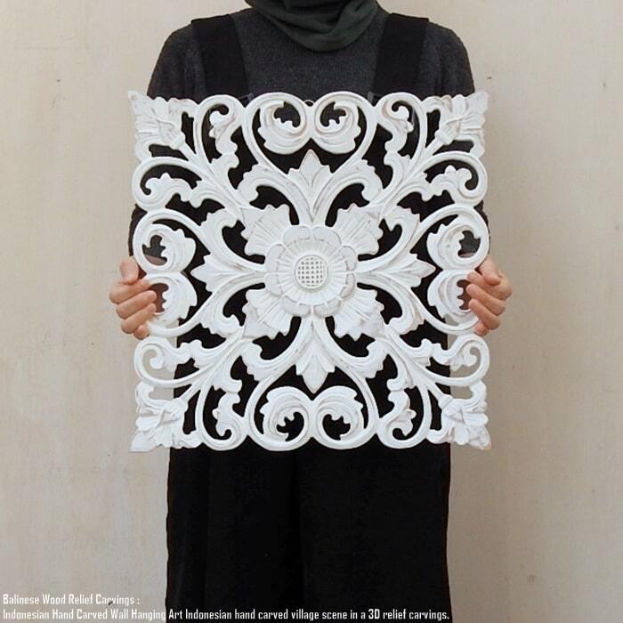 レリーフ 40cmx40cm 四角 WW ホワイトウォッシュ アートパネル 木彫り