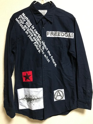 UNFINISHEDメッセージシャツ紺