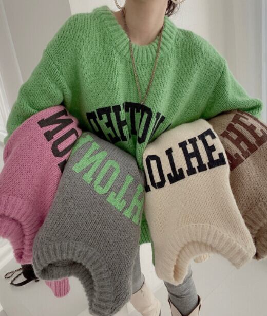 秋冬新作 レディース トップス ニット セーター 韓国風 ゆったり 2way 厚手