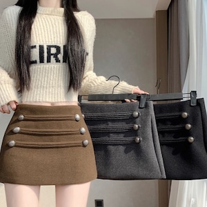 3色/Wボタンラインデザインスカート ・13388 3色/Wボタンラインデザインスカート ・13388