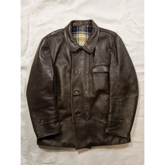 【1960-70s】"Le Corbusier" French Vintage GVF Dark Brown Leather Jacket