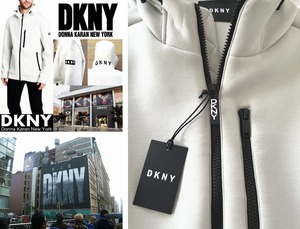 【送料無料】DKNY ダナキャランニューヨーク NEOPRENE SCUBA LOGO HOODY ボンディングパーカー ICE