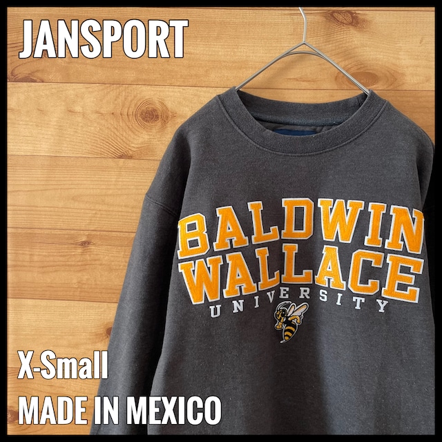 【JANSPORT】カレッジ Baldwin Wallace University ボールドウィンウォーレス大学 刺繍ロゴ スウェット トレーナー XS US古着