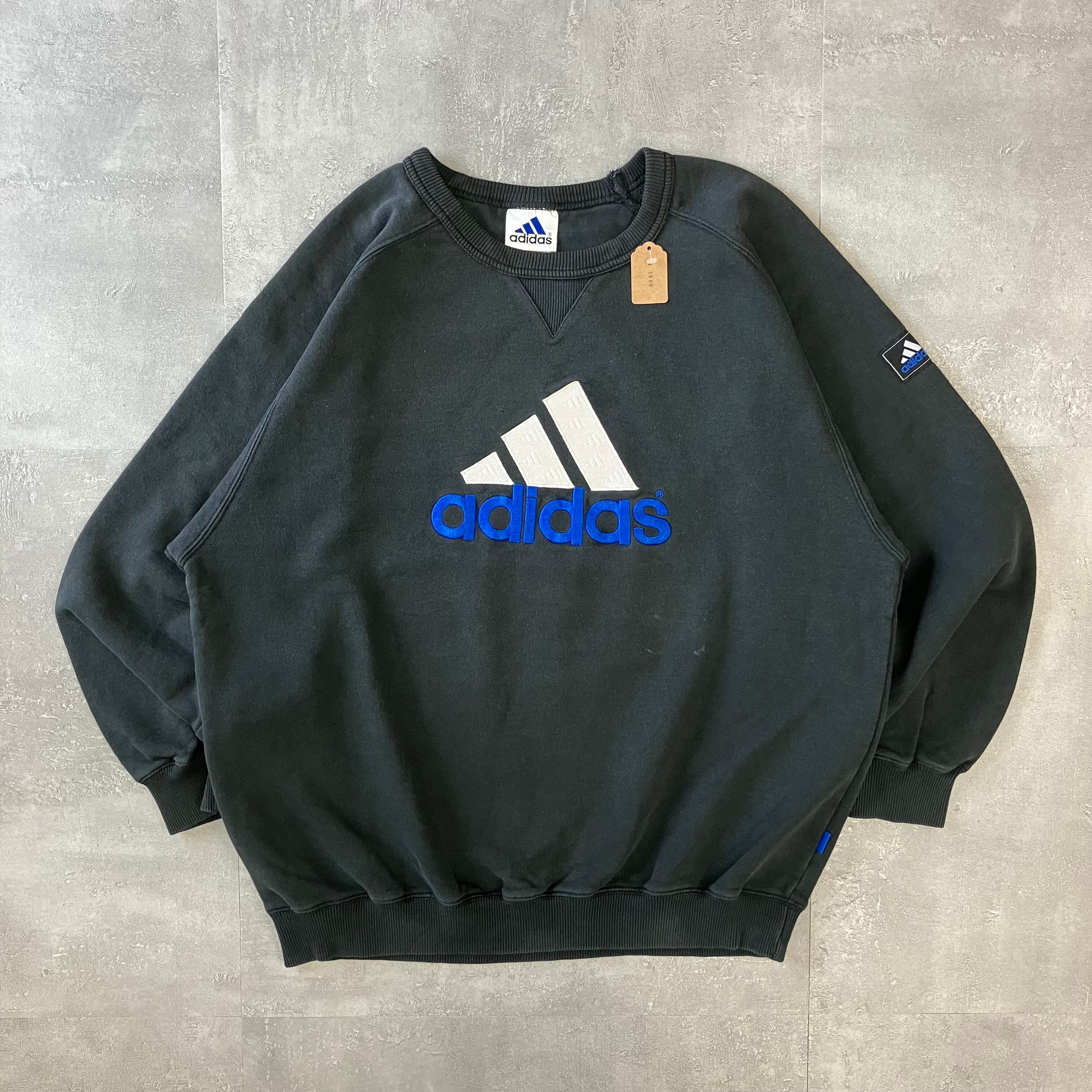 adidas 90s スウェット ブラック 刺繍 パフォーマンスロゴ No.1791