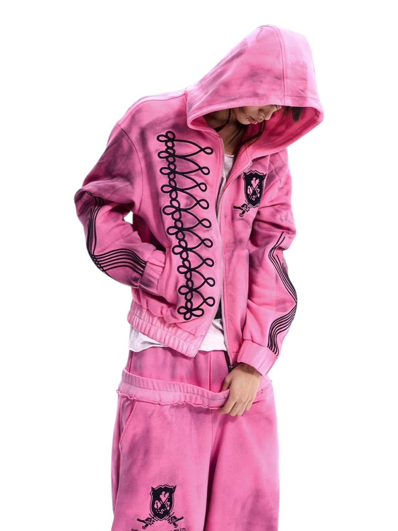 【STARTEXCEEDEND】EMBROIDERED ZIP UP HOODIE
