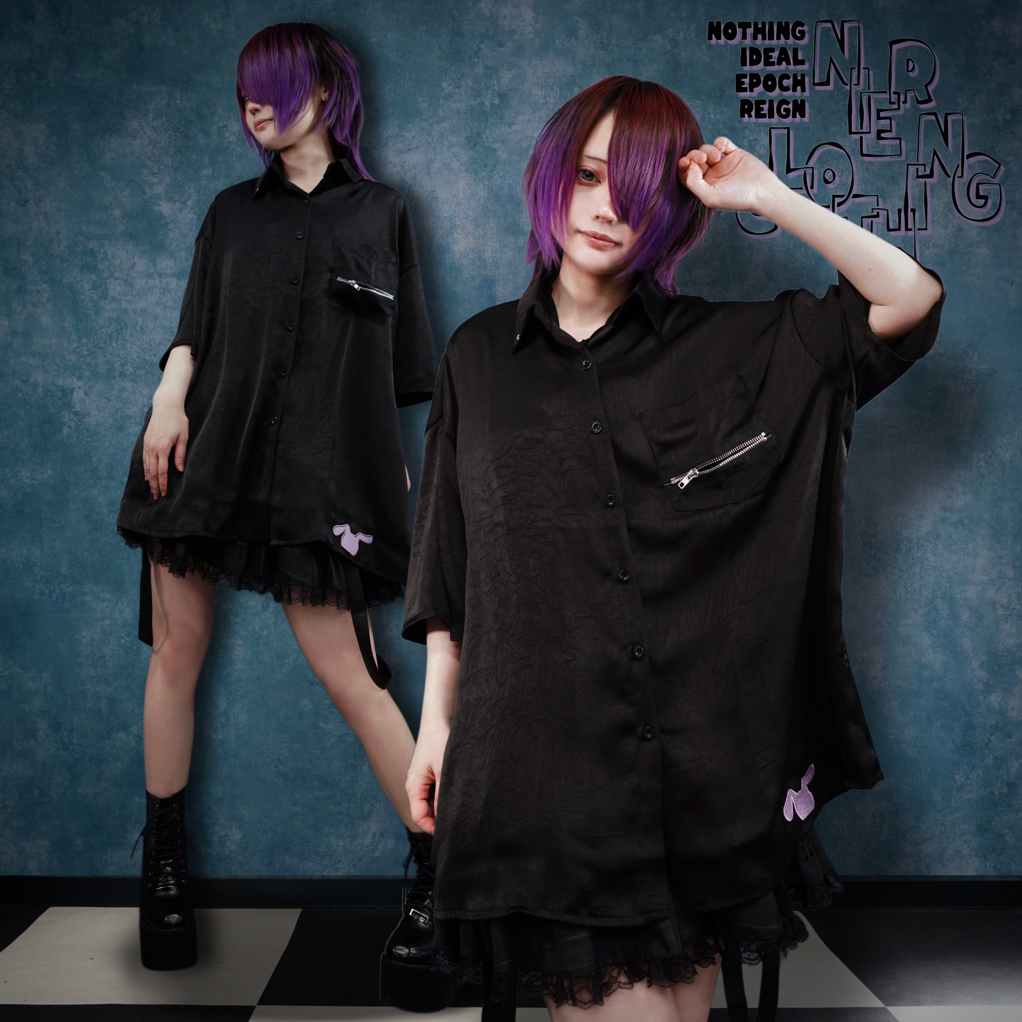 6月16-17日限定目玉大特価》WRINKLE FABRIC TIE & CHAIN SHIRT【BLACK