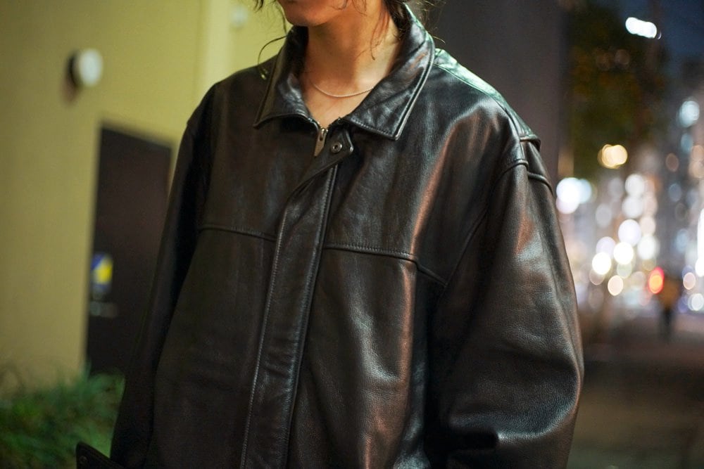 WILSONS LEATHER] Big Silhouette Half Length Zip Up Leather Jacket