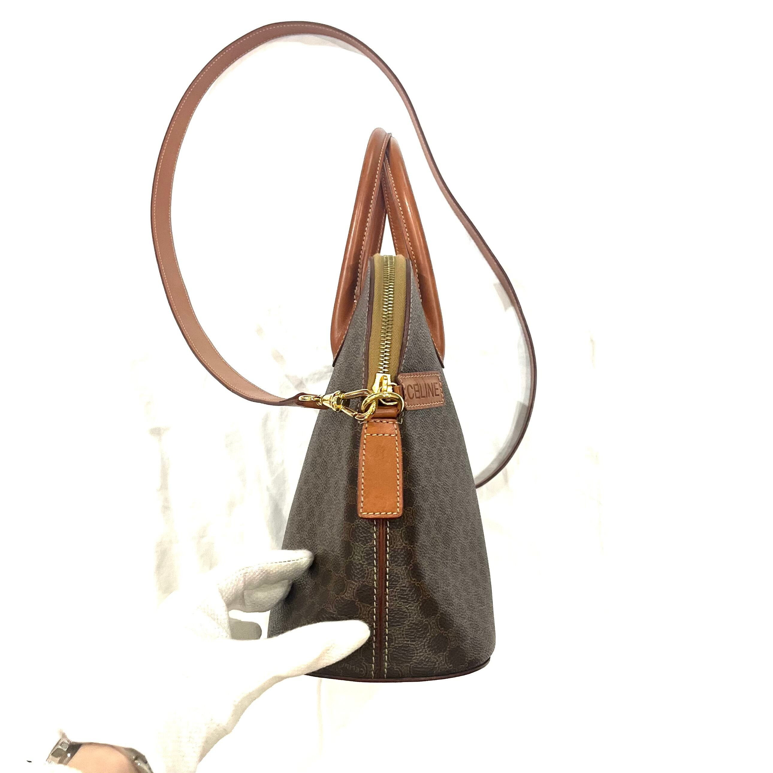 CELINE】セリーヌ マカダム柄 2WAYハンドバッグ／ブラウン／PVC×レザー