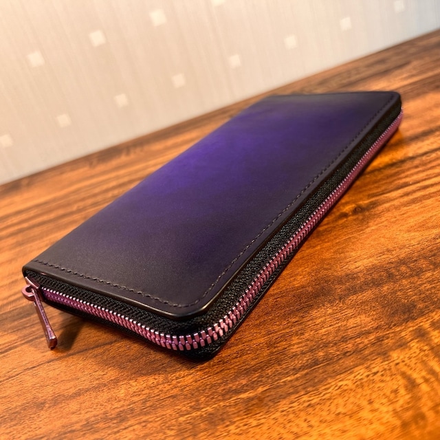 紫の金属ファスナー長財布 / バイオレット（深紫）