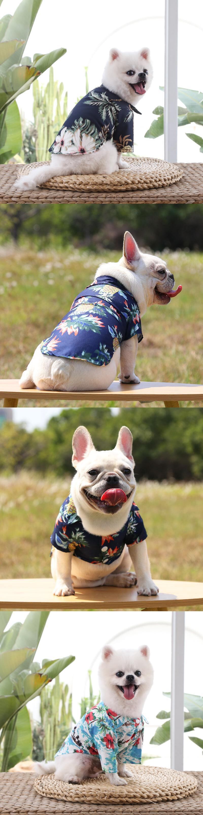ペットアロハシャツ犬ビーチベスト猫休暇夏犬服ブルドッグペット用品
