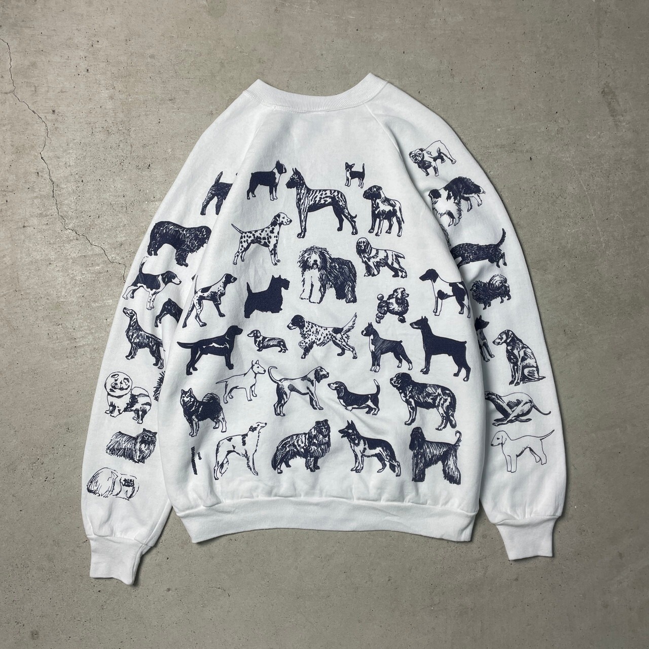 90年代 USA製 MICHIGAN RAG CO. スウェットシャツ 犬柄 総柄プリント 