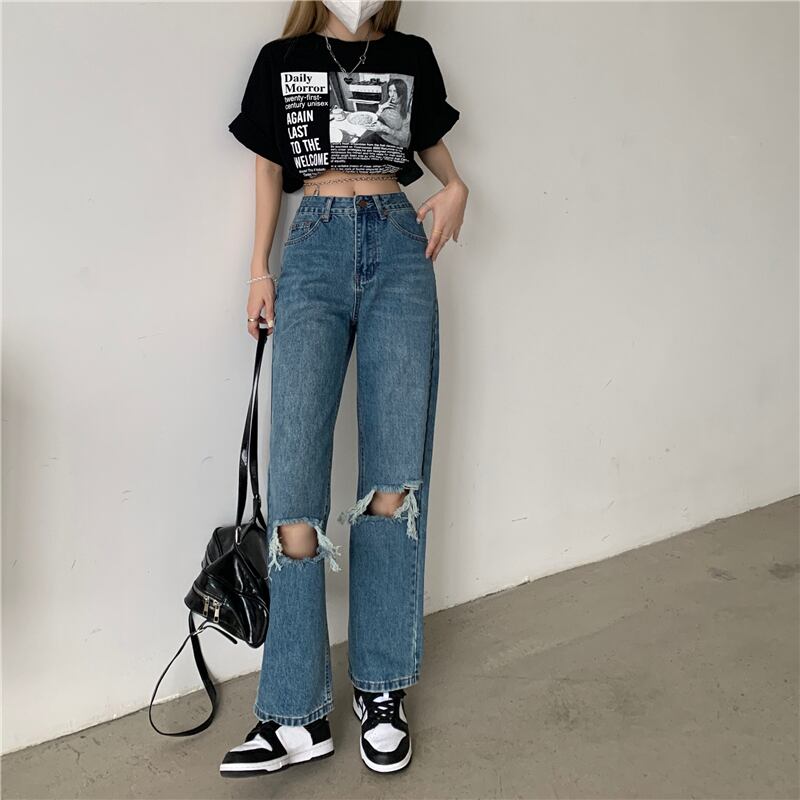 スタイルジーンズ サマー薄手ハイウェストウェストルーズパンツ 夏物 ブラックストロベリース1672471377