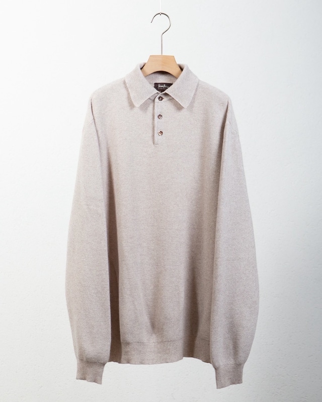 "Neiman Marcus" cashmere × silk knitted polo sweater Made In ITALY