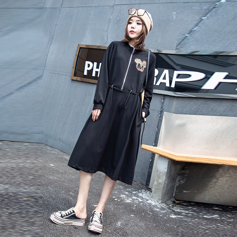 ファットmmプラスサイズの秋の婦人服、年齢削減、ウエスタンスタイル、レジャー、ルーズ、ベリー、シン、肉、ウエストドレス、ファッショナブル ミックスインファッション93239517953