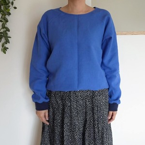 リネン ラグランスリーブ プルオーバー ブルー