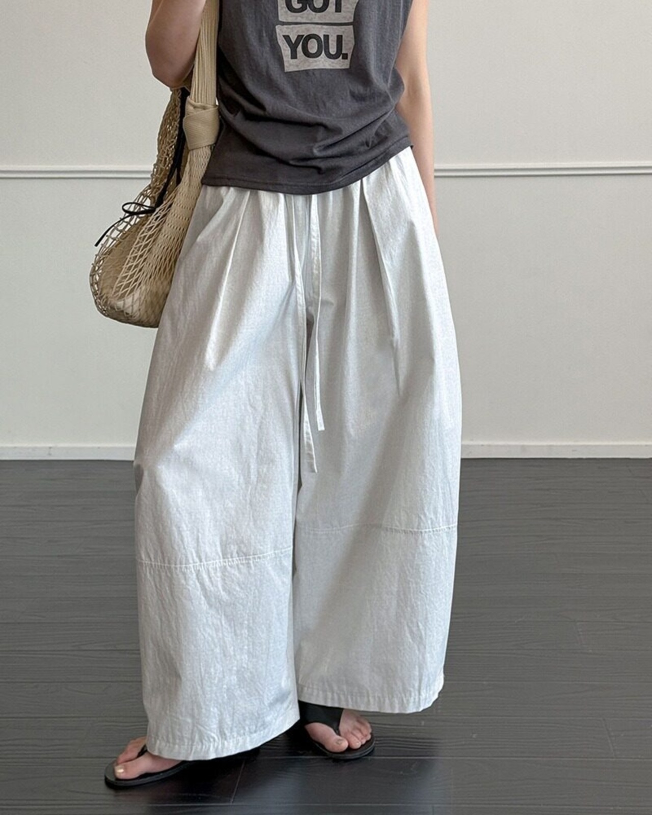 ドローストリングウエストワイドパンツ 2color A1044 - 11