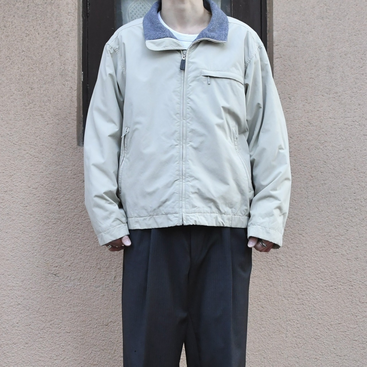 Eddie Bauer fleece lining nylon jacket ivory