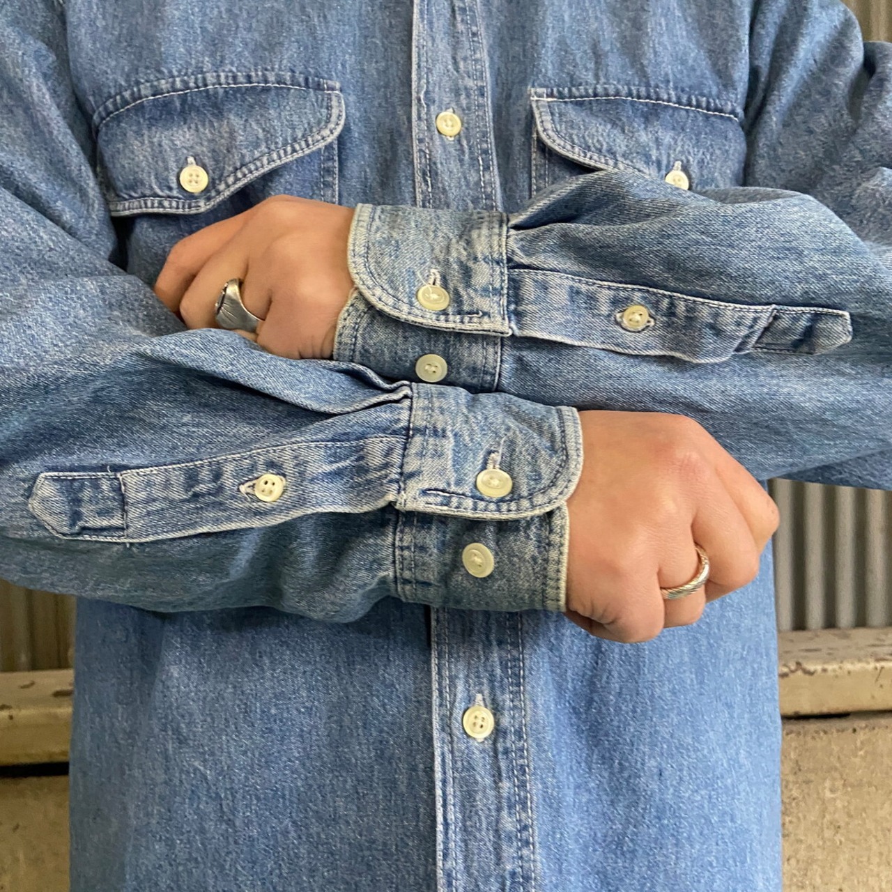 90年代 OLD GAP オールドギャップ ボタンダウン デニムシャツ メンズM 