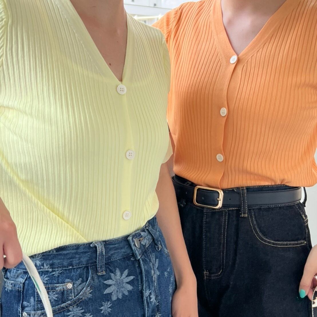 sheer half sleeve cardigan_LN01385