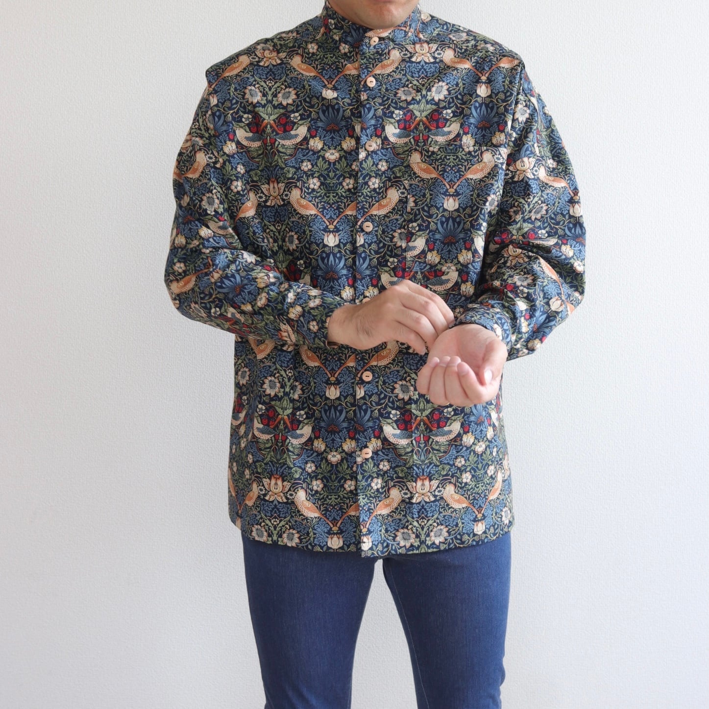 Men’s モリスで彩るシャツ/いちご泥棒生地/お揃い服