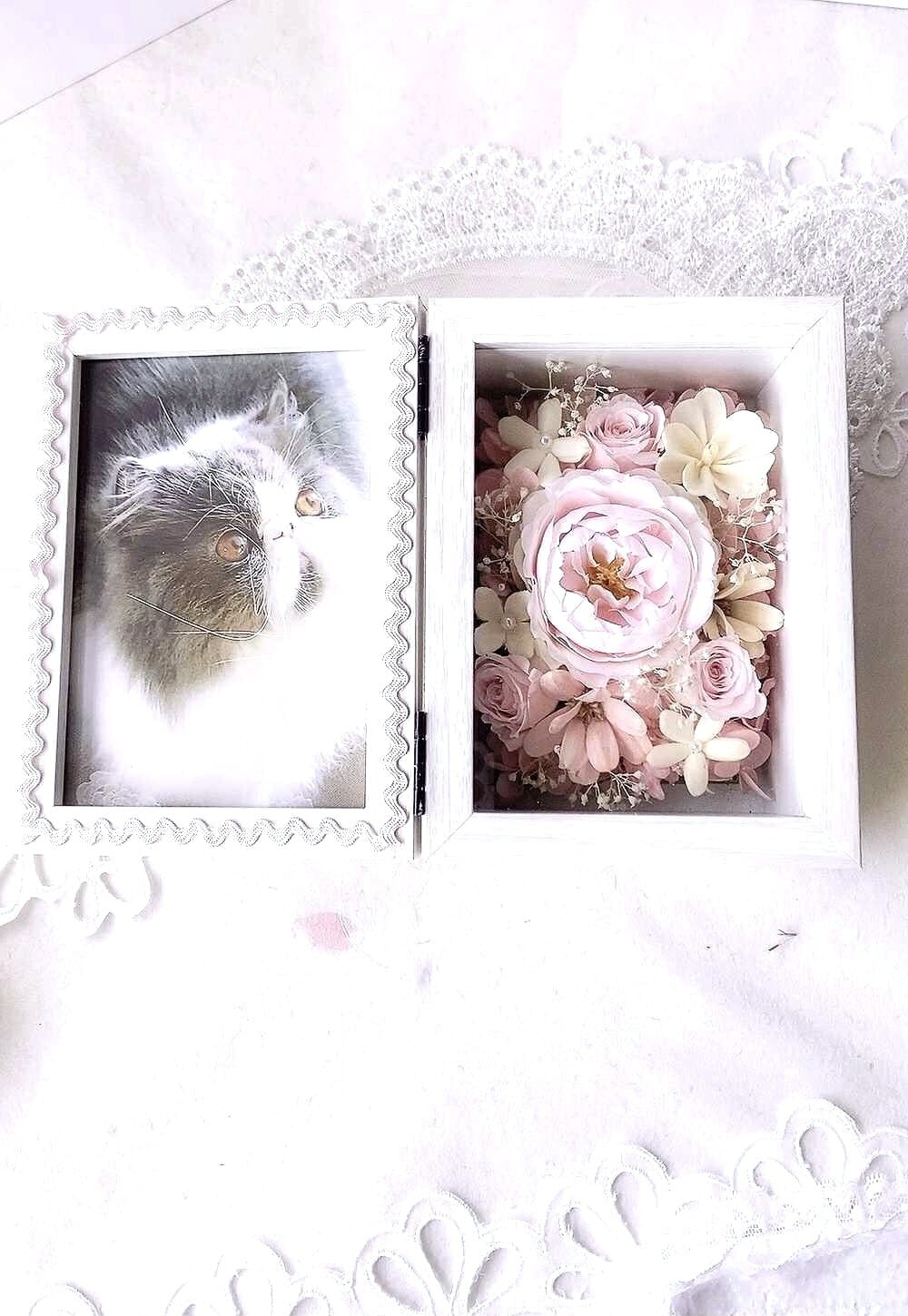 ことばの花束フラワーフレーム【PE-604】約14.5×21.5㎝│木枠両面ガラスフレーム│贈り物｜写真│名入れ│メッセージ対応｜記念日│誕生日ギフトに