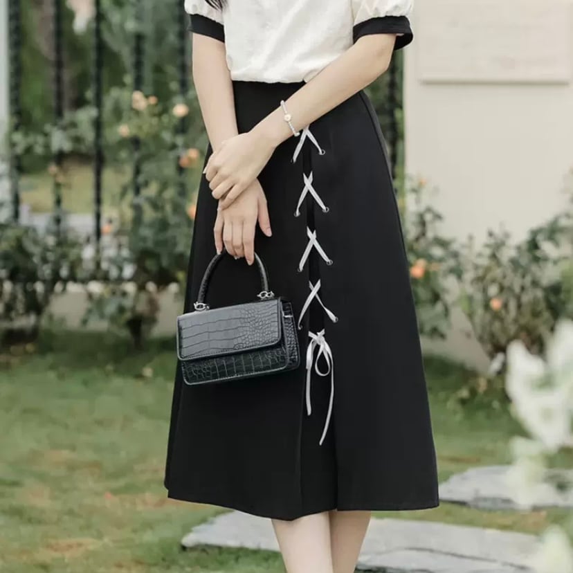 編み上げクロスリボンスカート044 | charmant