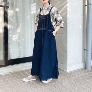 Denim salopette skirt