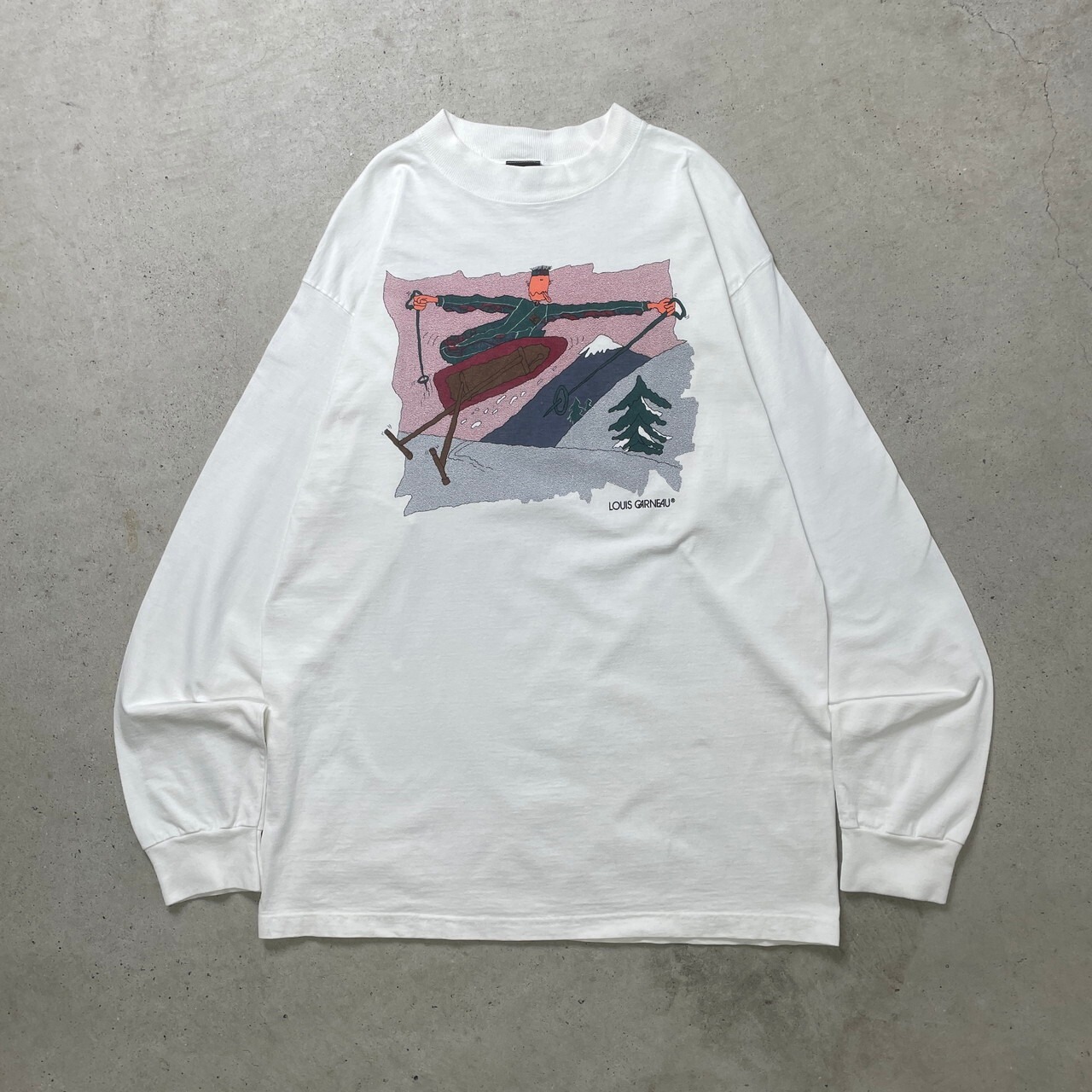 90年代 カナダ製 LOUIS GARNEAU ルイガノ アートプリント ロングT 