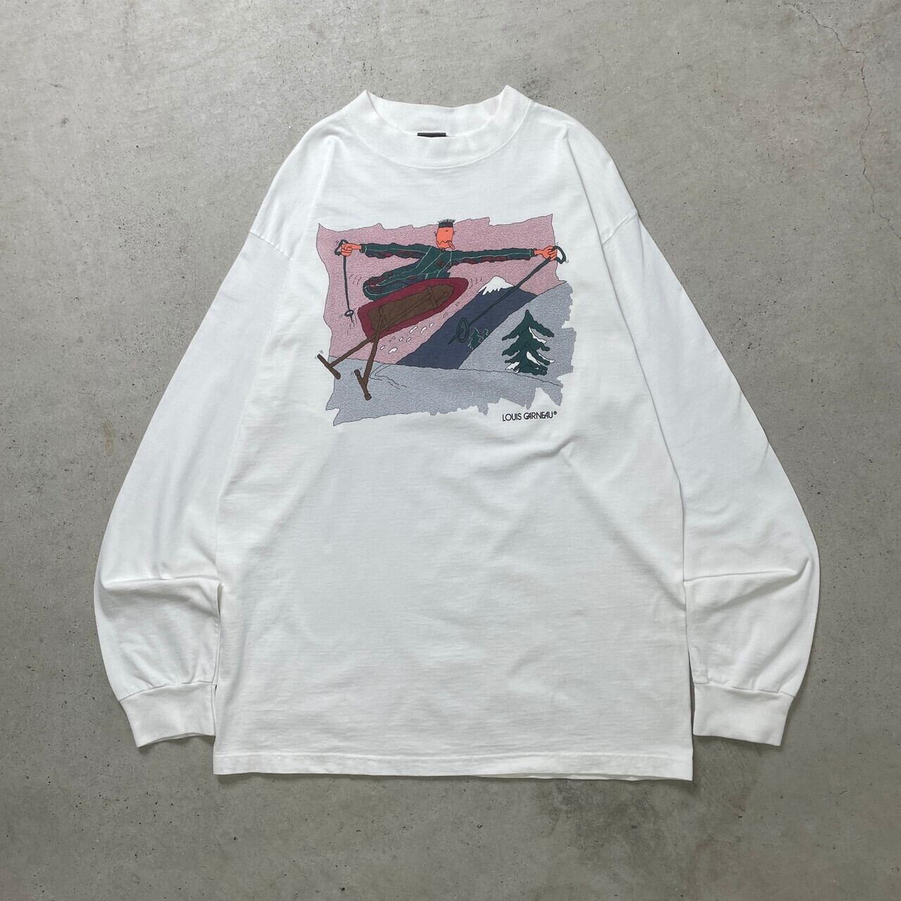 90年代 カナダ製 LOUIS GARNEAU ルイガノ アートプリント ロングT 