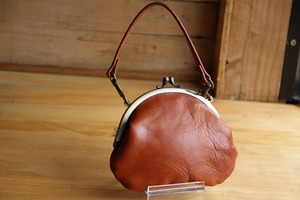 がま口ミニポーチ(大・ブラウン)