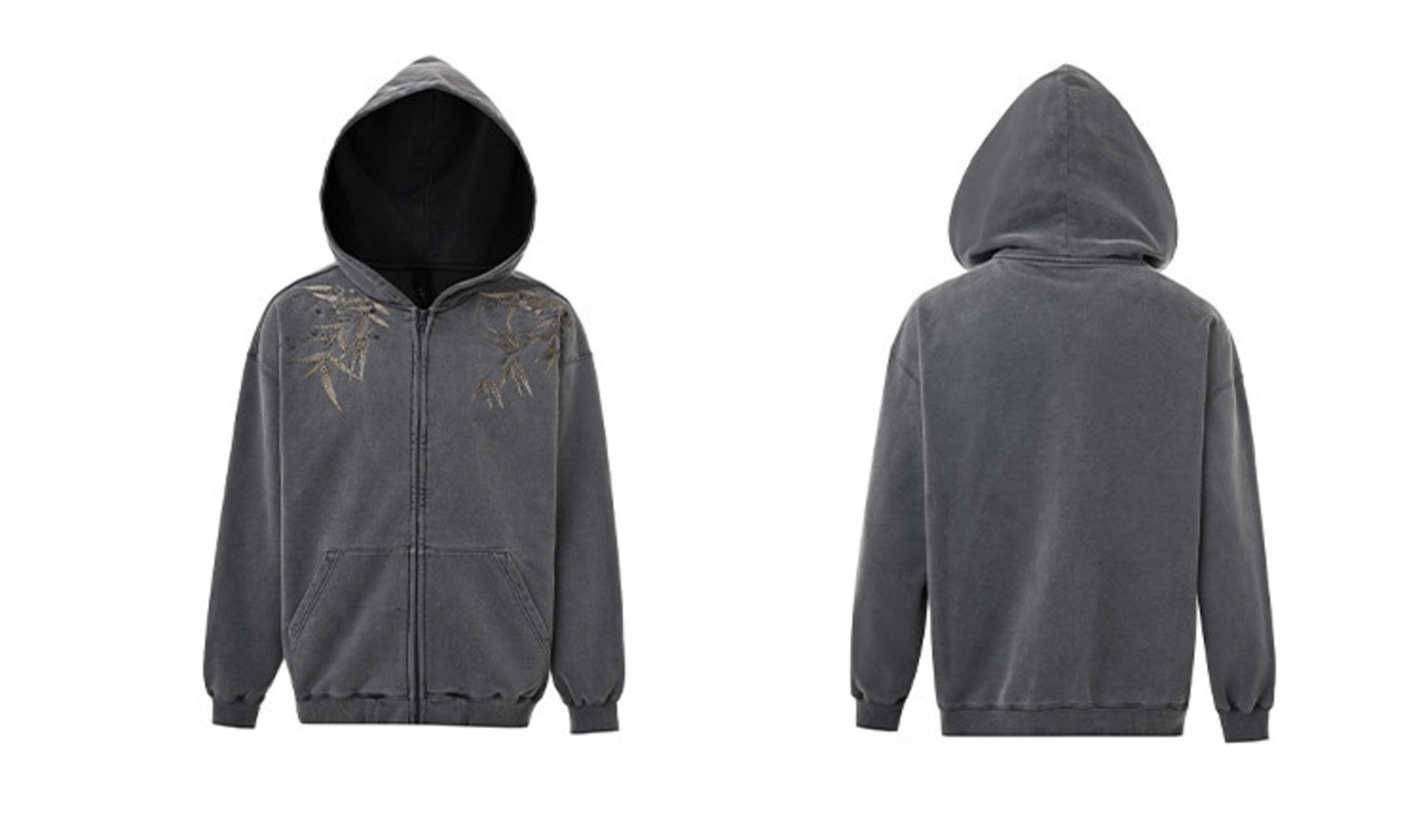 Bamboo Leaf Embroidery Sweatshirt 2color【G1071】