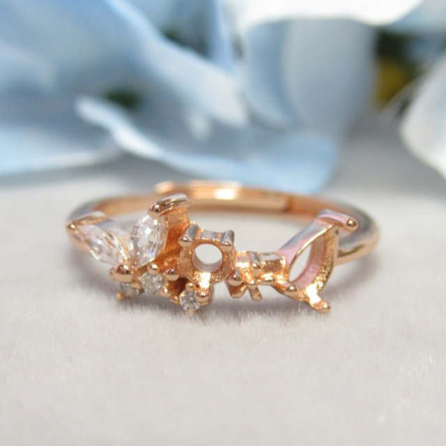 5×3㎜ 雫 3㎜ 円  バタフライCZ S925 リング台 PG