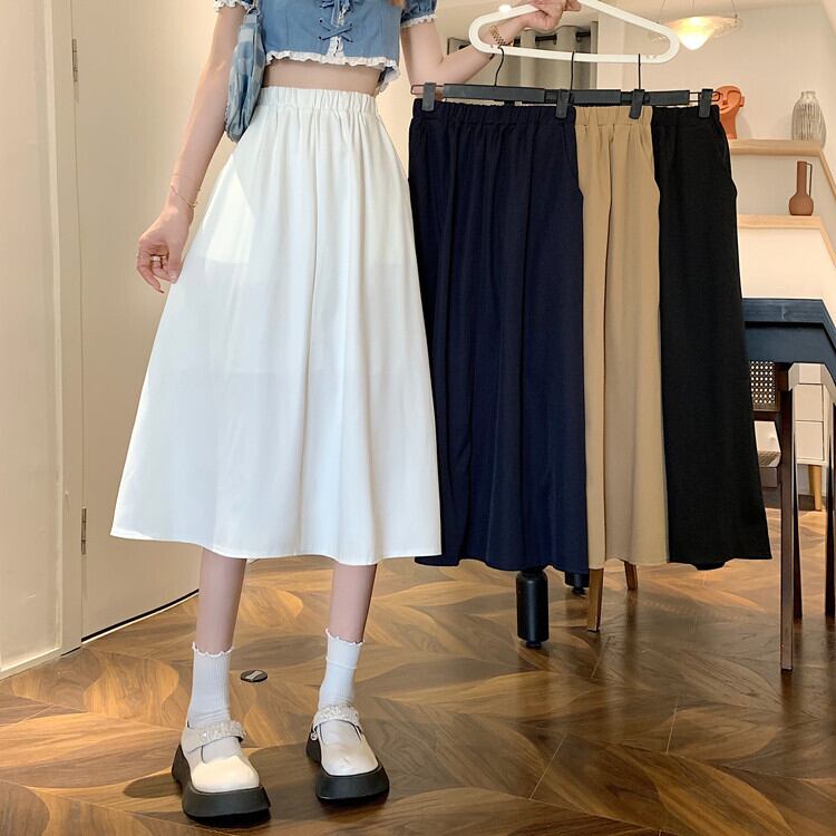 ホワイトスカート サマー薄手ハイウェストAラインプリーツ 夏物 YY-ファッション28384489802