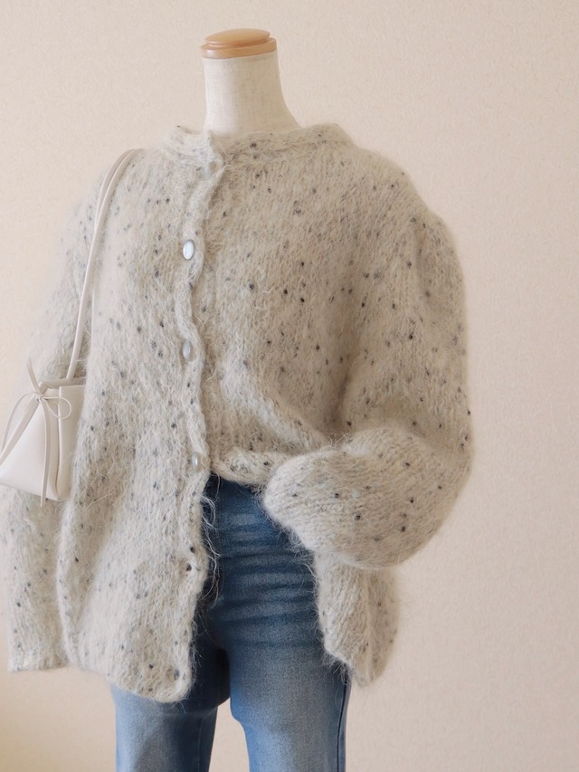●front button nep yarn design knitted cardigan jacket