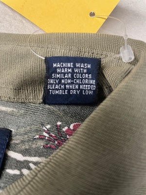 90s〜古着OAK CREEK 蟹総柄 ポロシャツ 民族調 カーキ オリーブ ヴィンテージ vintage Usedclothing